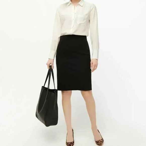 J. Crew Petite Black The Pencil Office Career Skirt 0P - Picture 1 of 4